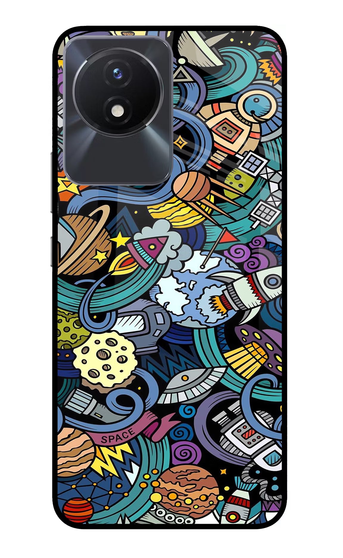 Space Abstract Vivo Y02/Y02T Glass Case Back Cover by Casekaro