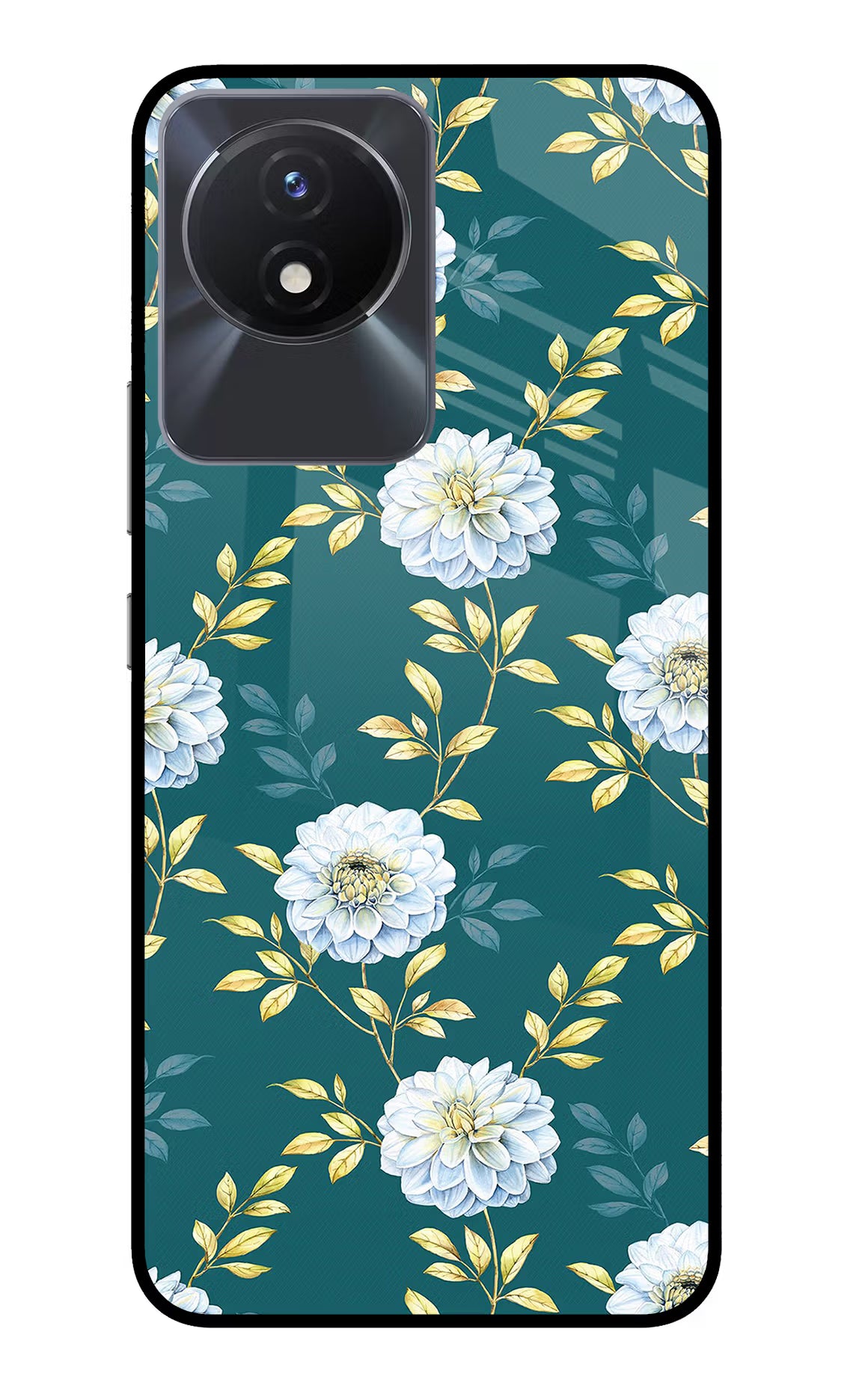 Flowers Vivo Y02/Y02T Glass Case Back Cover by Casekaro