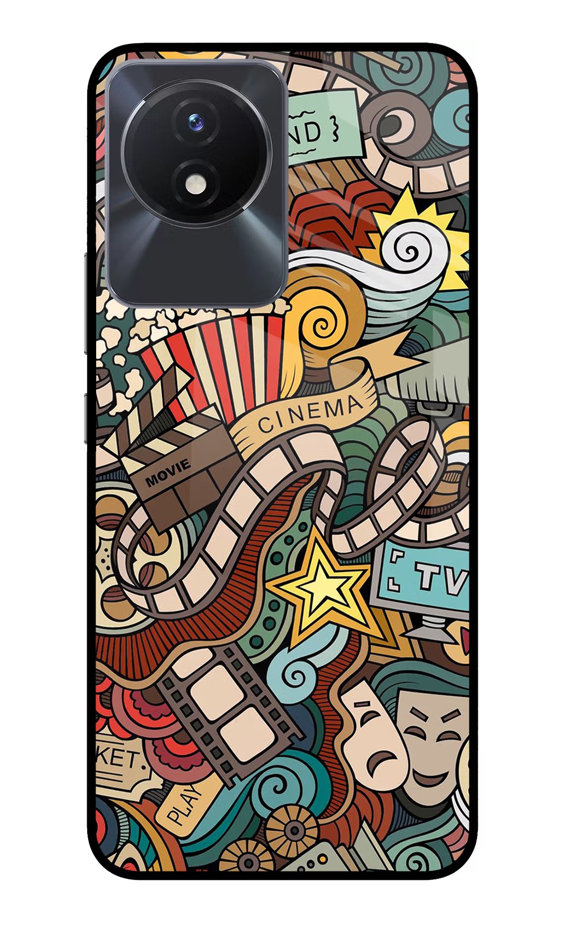 Cinema Abstract Vivo Y02/Y02T Glass Case Back Cover by Casekaro