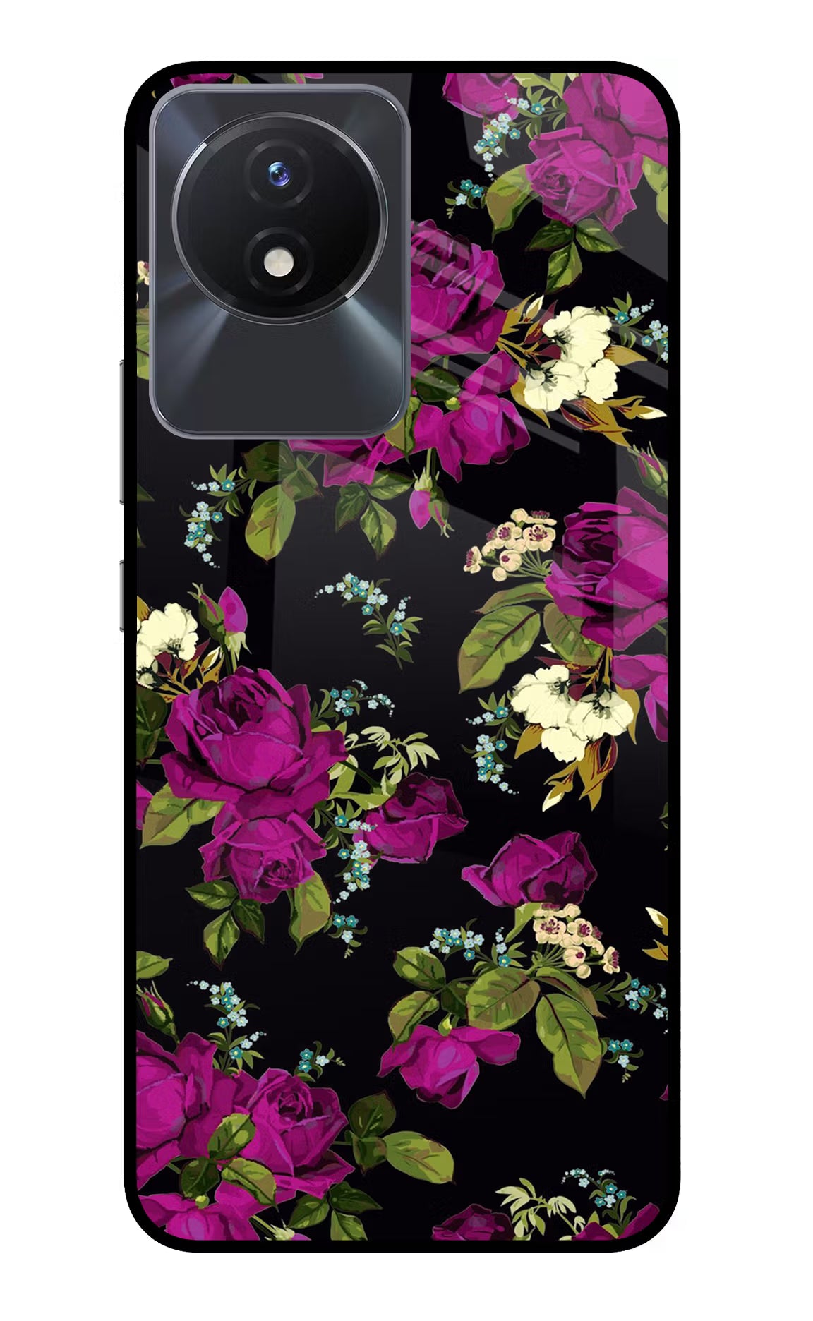 Flowers Vivo Y02/Y02T Glass Case Back Cover by Casekaro