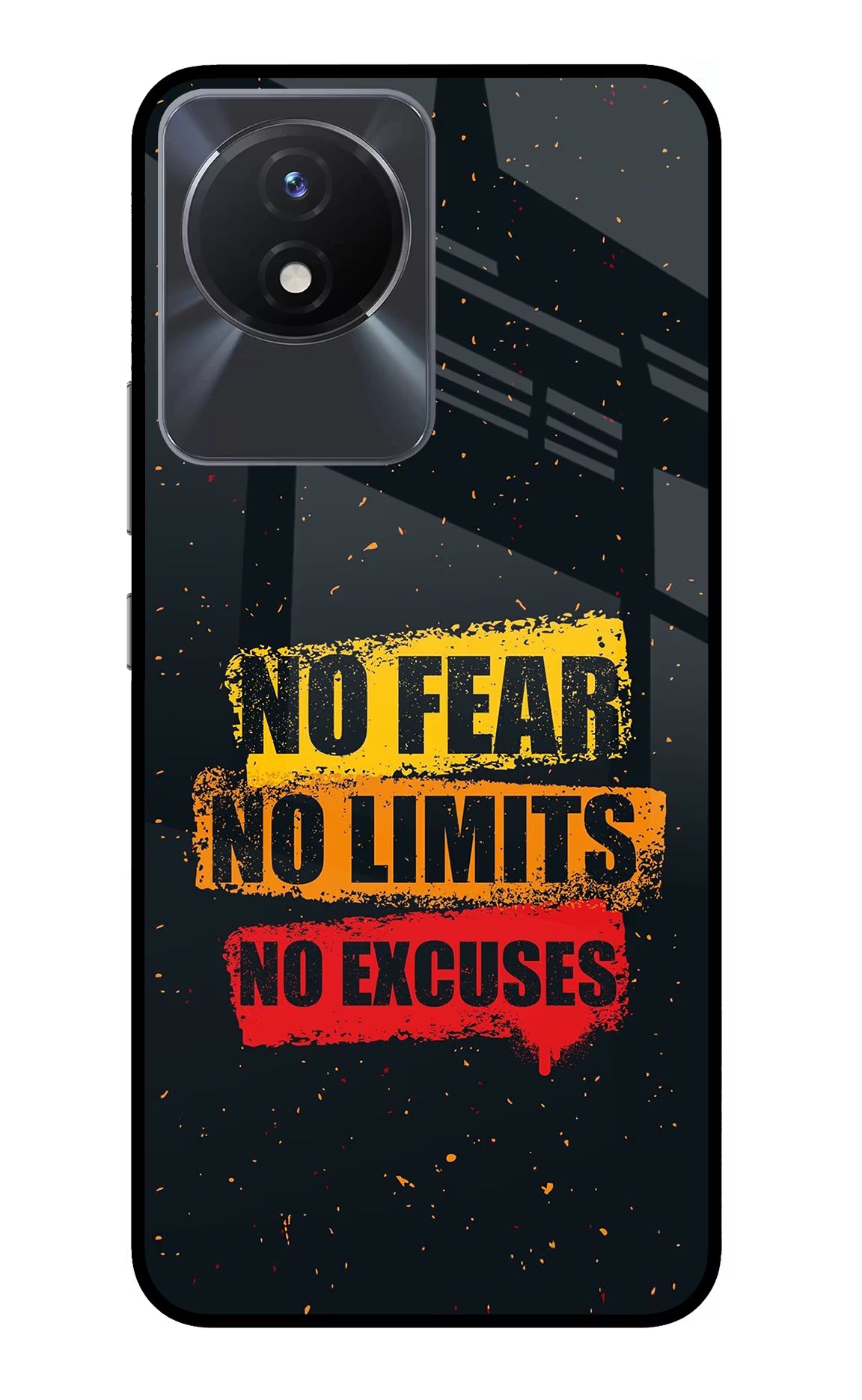 No Fear No Limits No Excuse Vivo Y02/Y02T Glass Case Back Cover by Casekaro