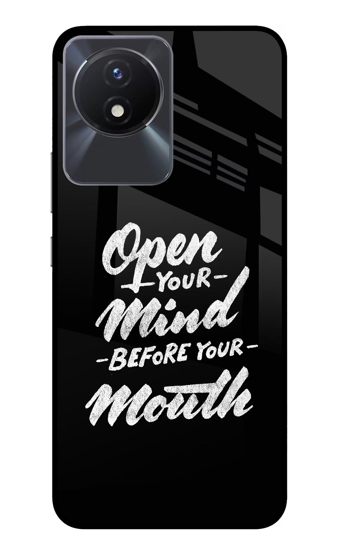 Open Your Mind Before Your Mouth Vivo Y02/Y02T Glass Case Back Cover by Casekaro
