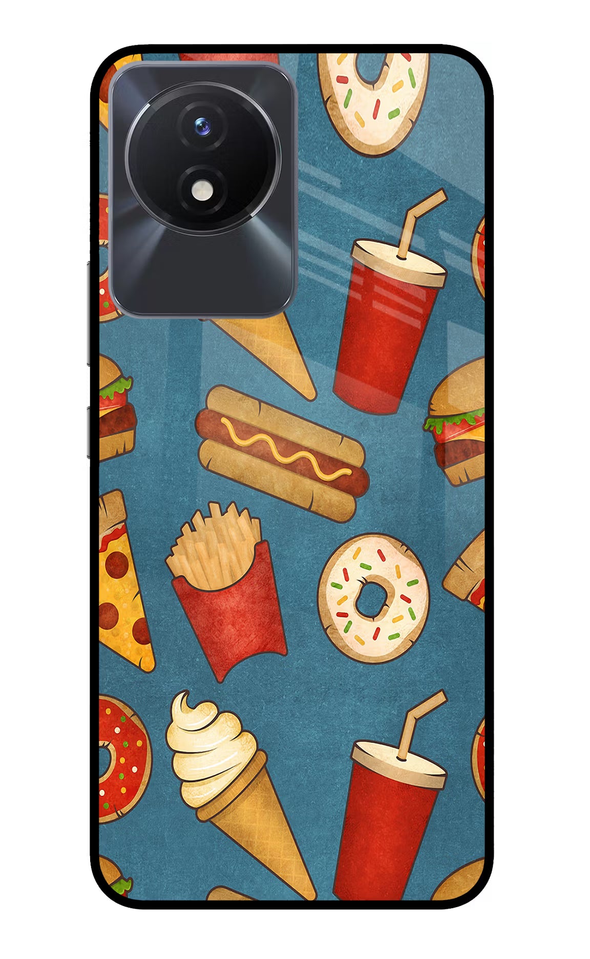 Foodie Vivo Y02/Y02T Glass Case Back Cover by Casekaro