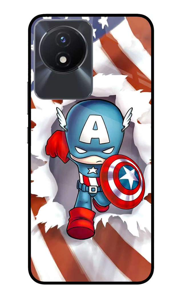 Captain America Vivo Y02/Y02T Glass Case Back Cover by Casekaro