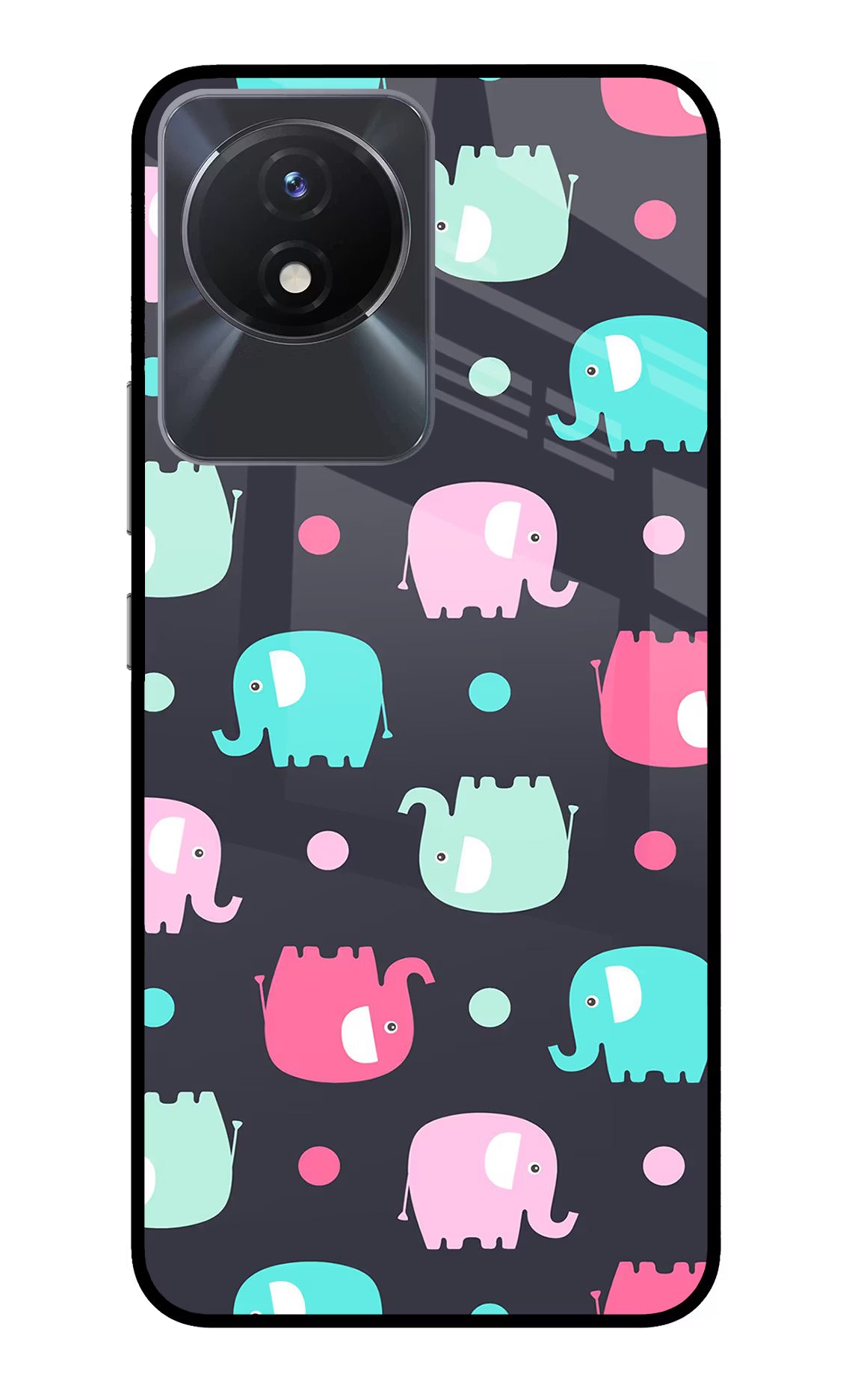 Elephants Vivo Y02/Y02T Glass Case Back Cover by Casekaro
