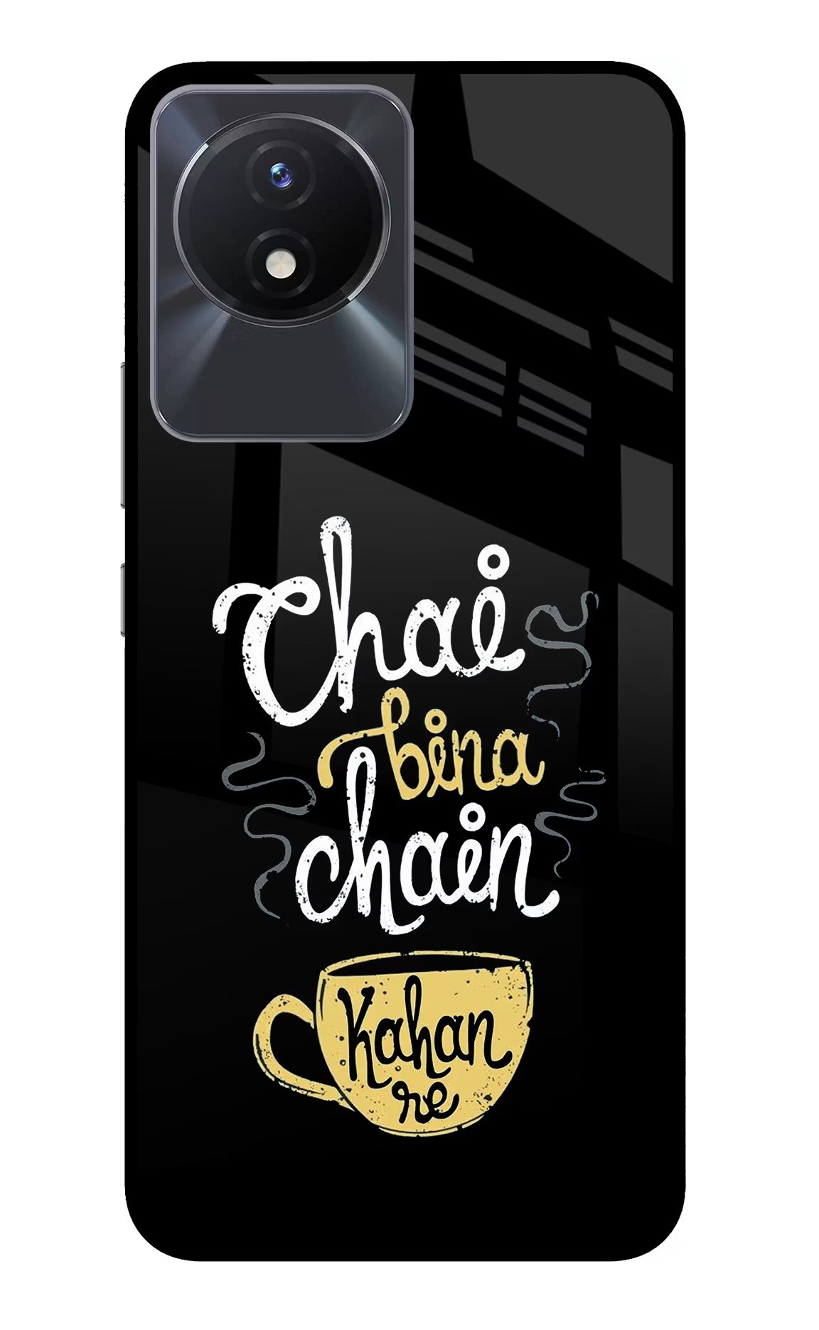 Chai Bina Chain Kaha Re Vivo Y02/Y02T Glass Case Back Cover by Casekaro