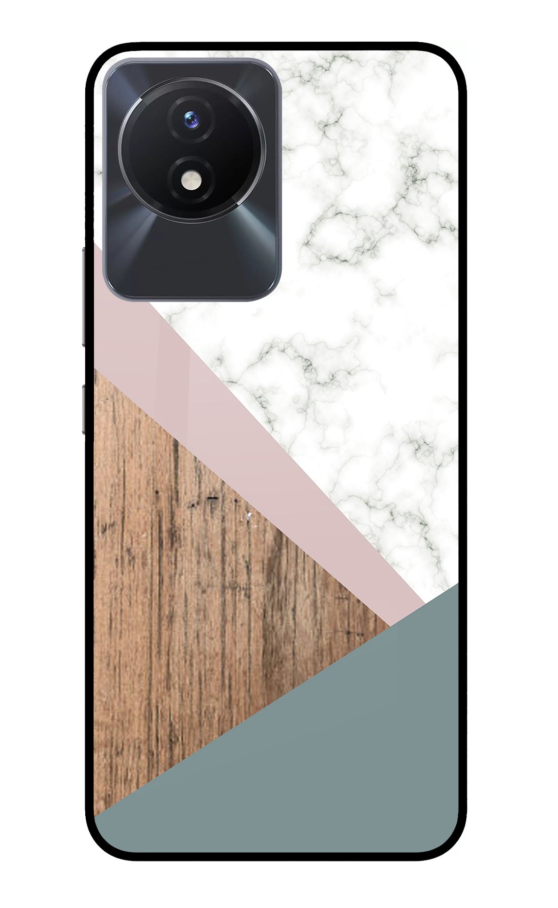 Marble wood Abstract Vivo Y02/Y02T Glass Case