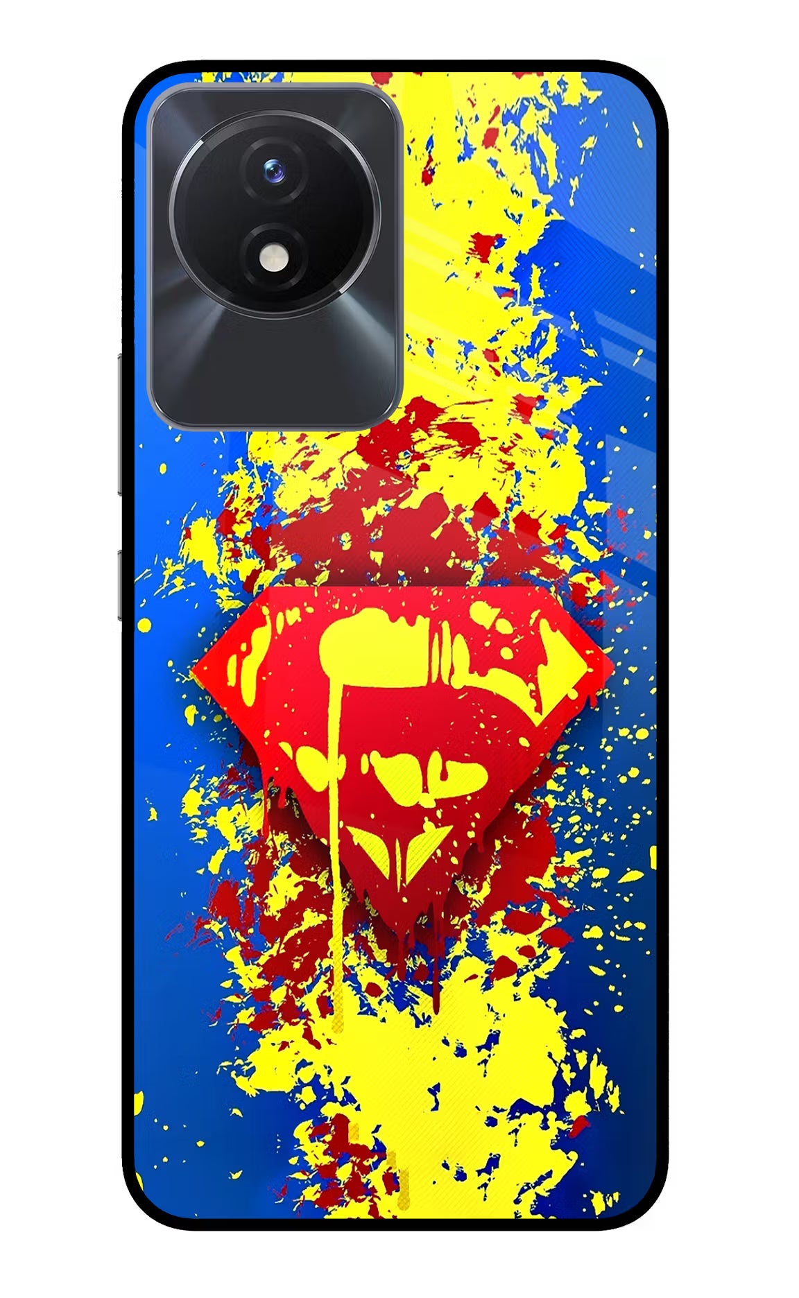 Superman logo Vivo Y02/Y02T Glass Case Back Cover by Casekaro