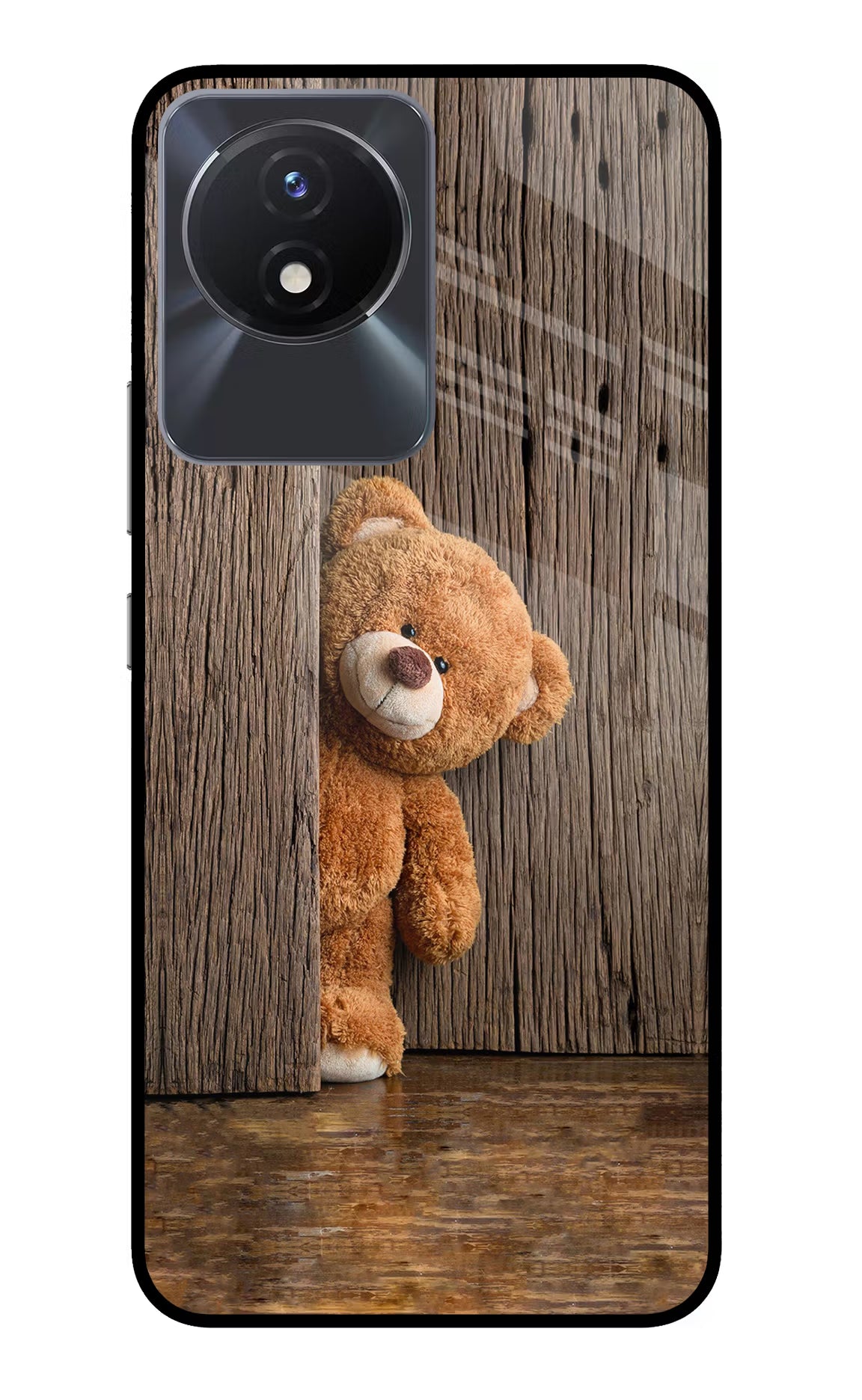 Teddy Wooden Vivo Y02/Y02T Glass Case Back Cover by Casekaro