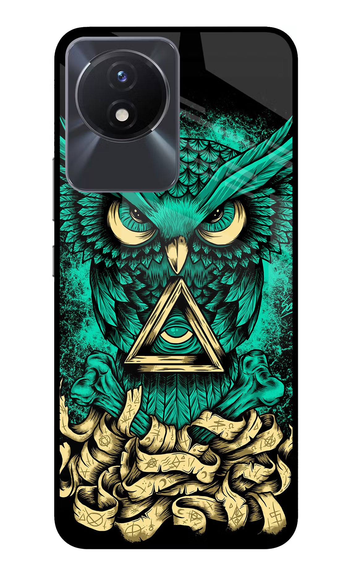 Green Owl Vivo Y02/Y02T Glass Case Back Cover by Casekaro