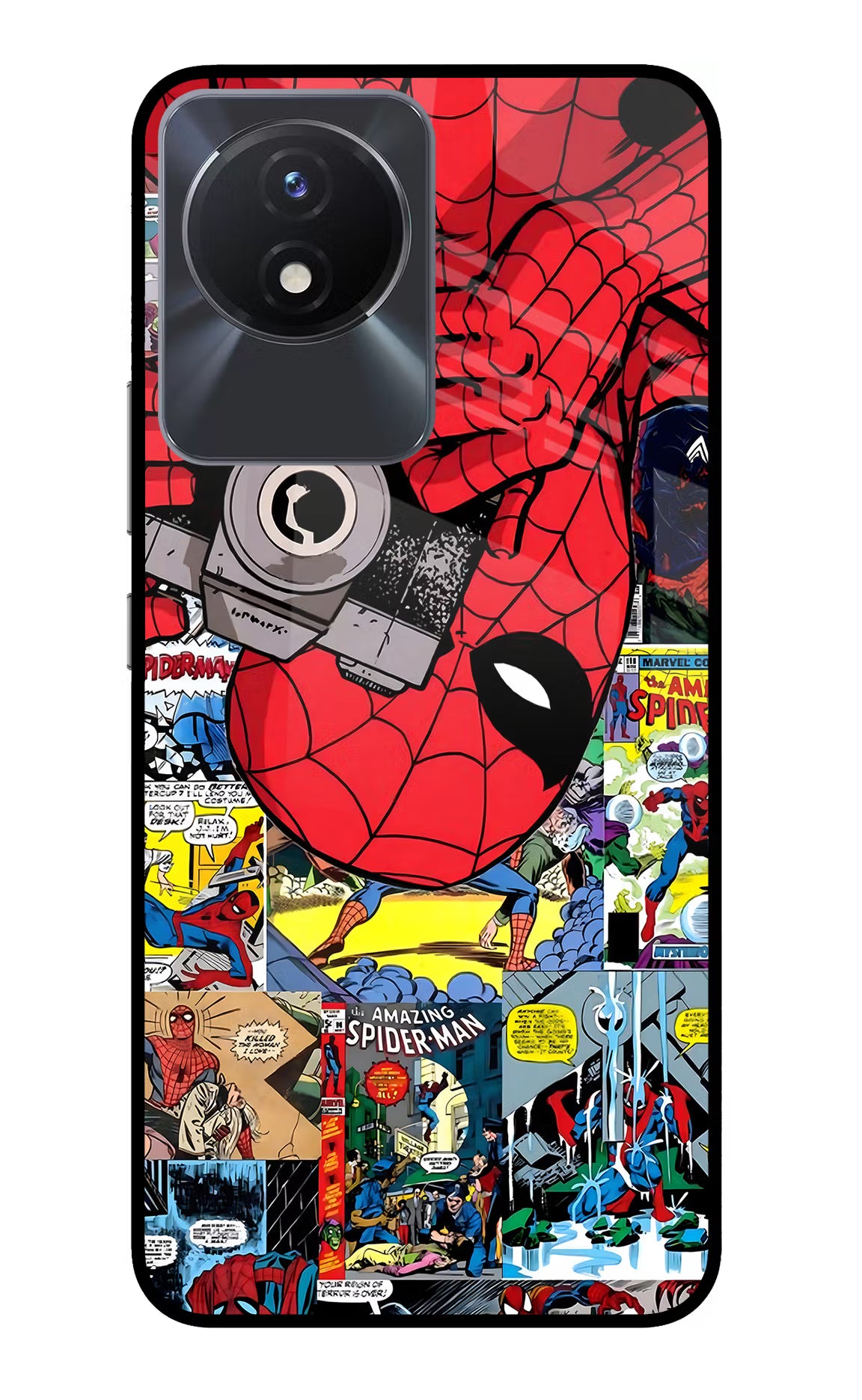 Spider Man Vivo Y02/Y02T Glass Case Back Cover by Casekaro