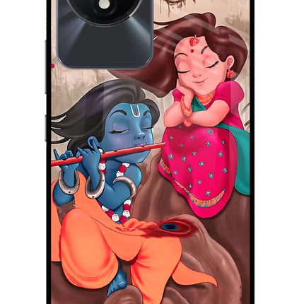 Radhe Krishna Vivo Y02/Y02T Glass Case Back Cover by Casekaro
