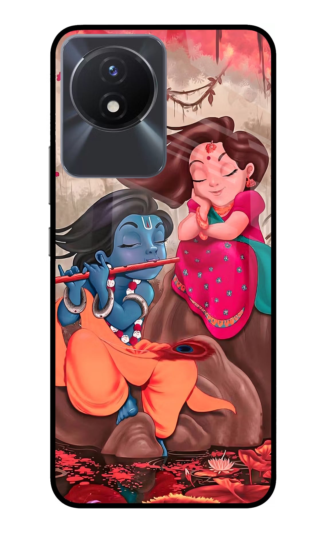 Radhe Krishna Vivo Y02/Y02T Glass Case Back Cover by Casekaro