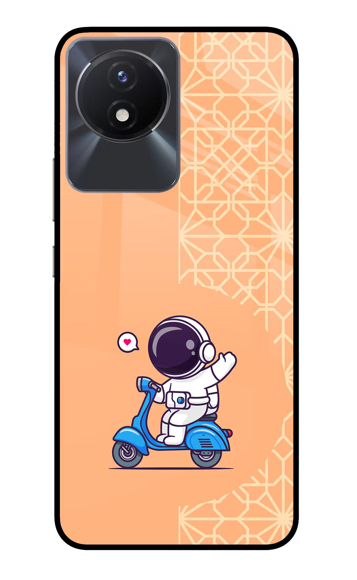Cute Astronaut Riding Vivo Y02/Y02T Glass Case Back Cover by Casekaro