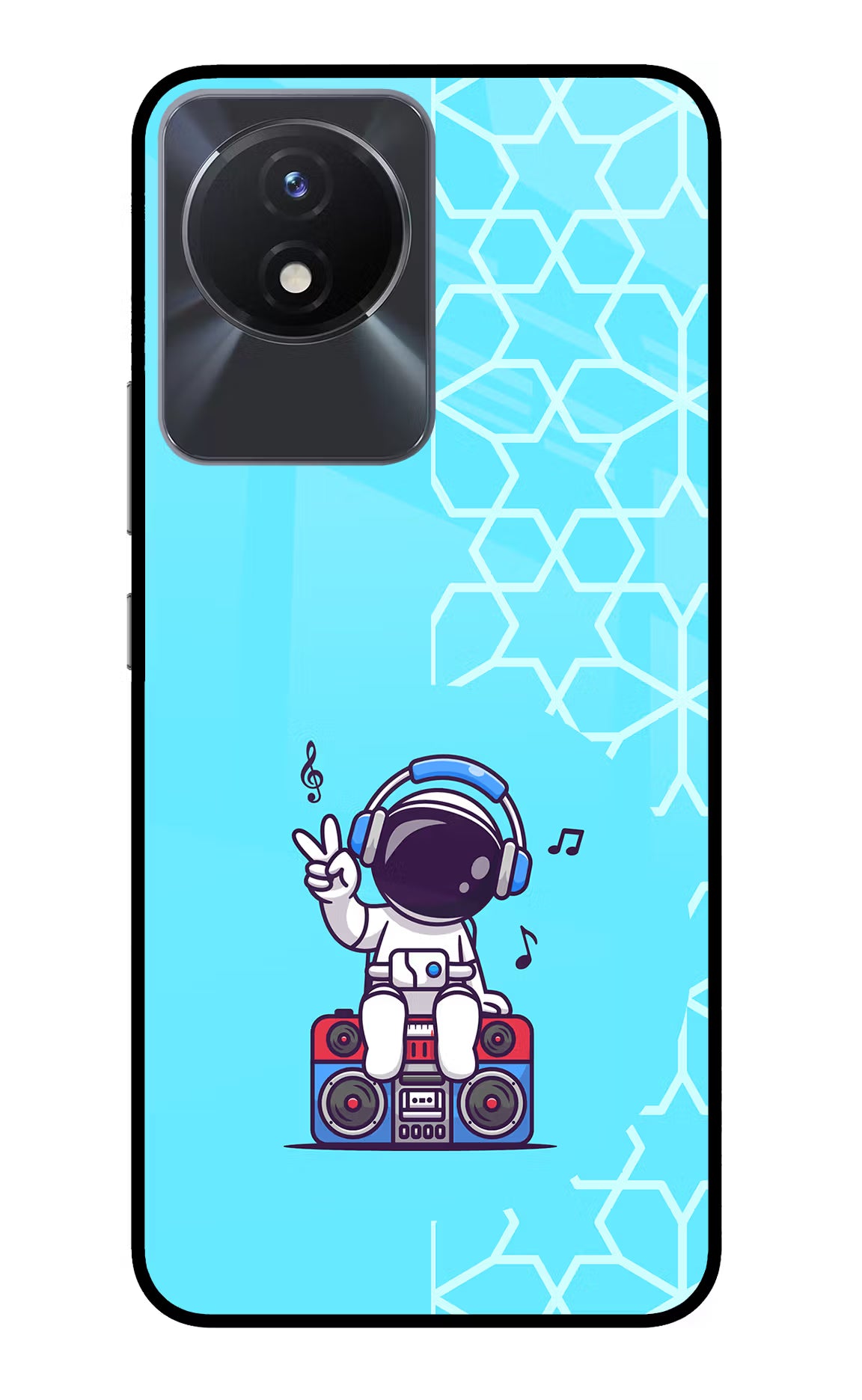 Cute Astronaut Chilling Vivo Y02/Y02T Glass Case Back Cover by Casekaro