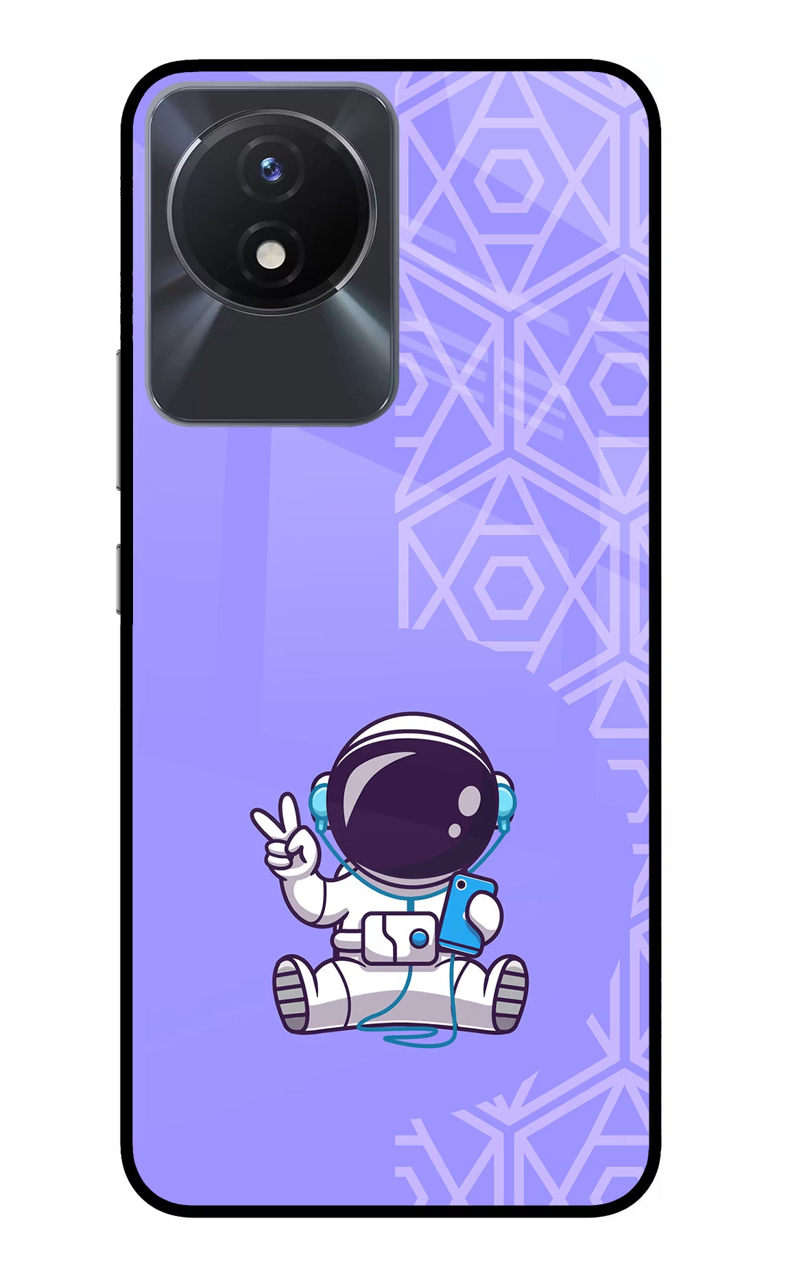 Cute Astronaut Chilling Vivo Y02/Y02T Glass Case Back Cover by Casekaro