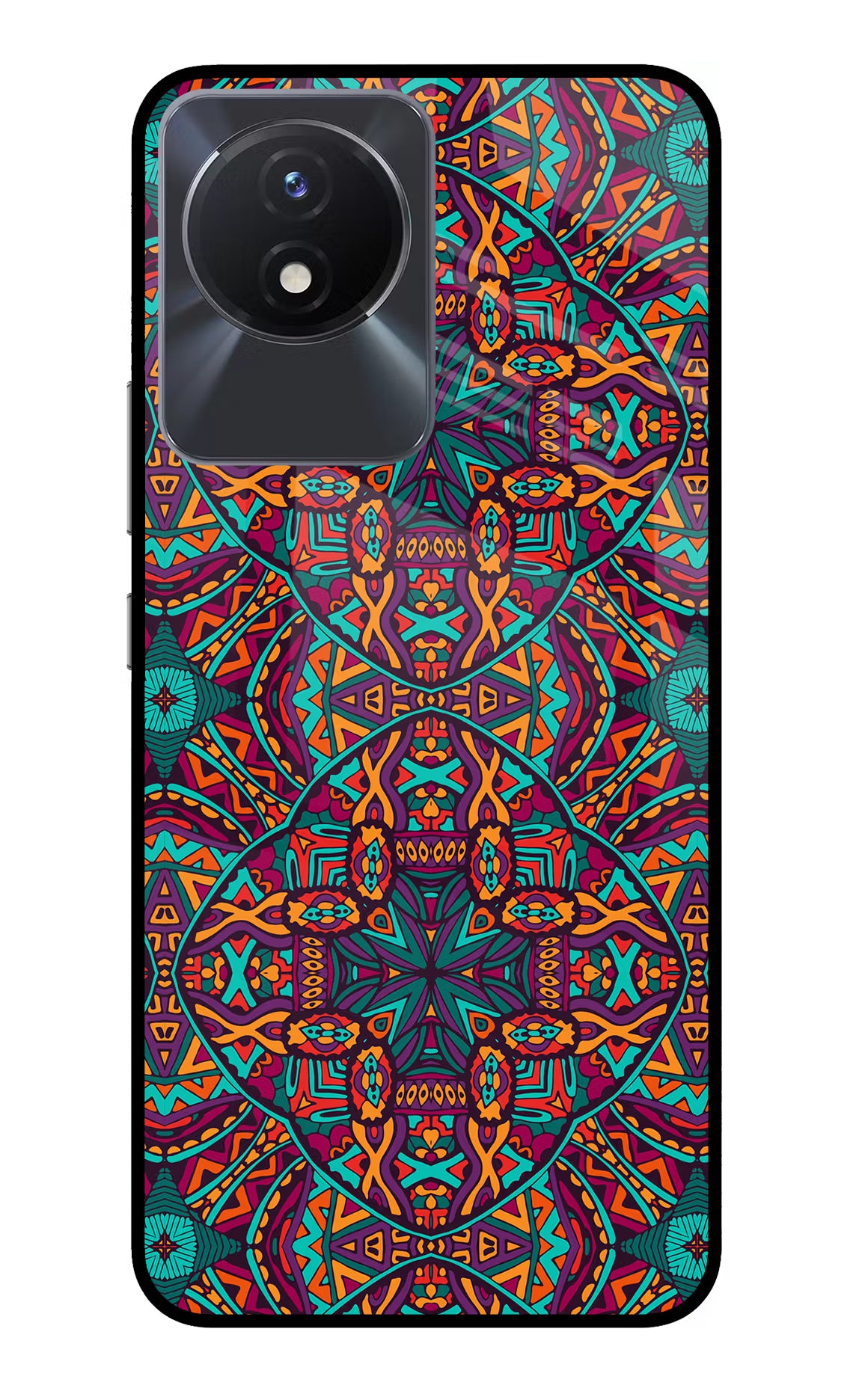 Colour Mandala Vivo Y02/Y02T Glass Case Back Cover by Casekaro