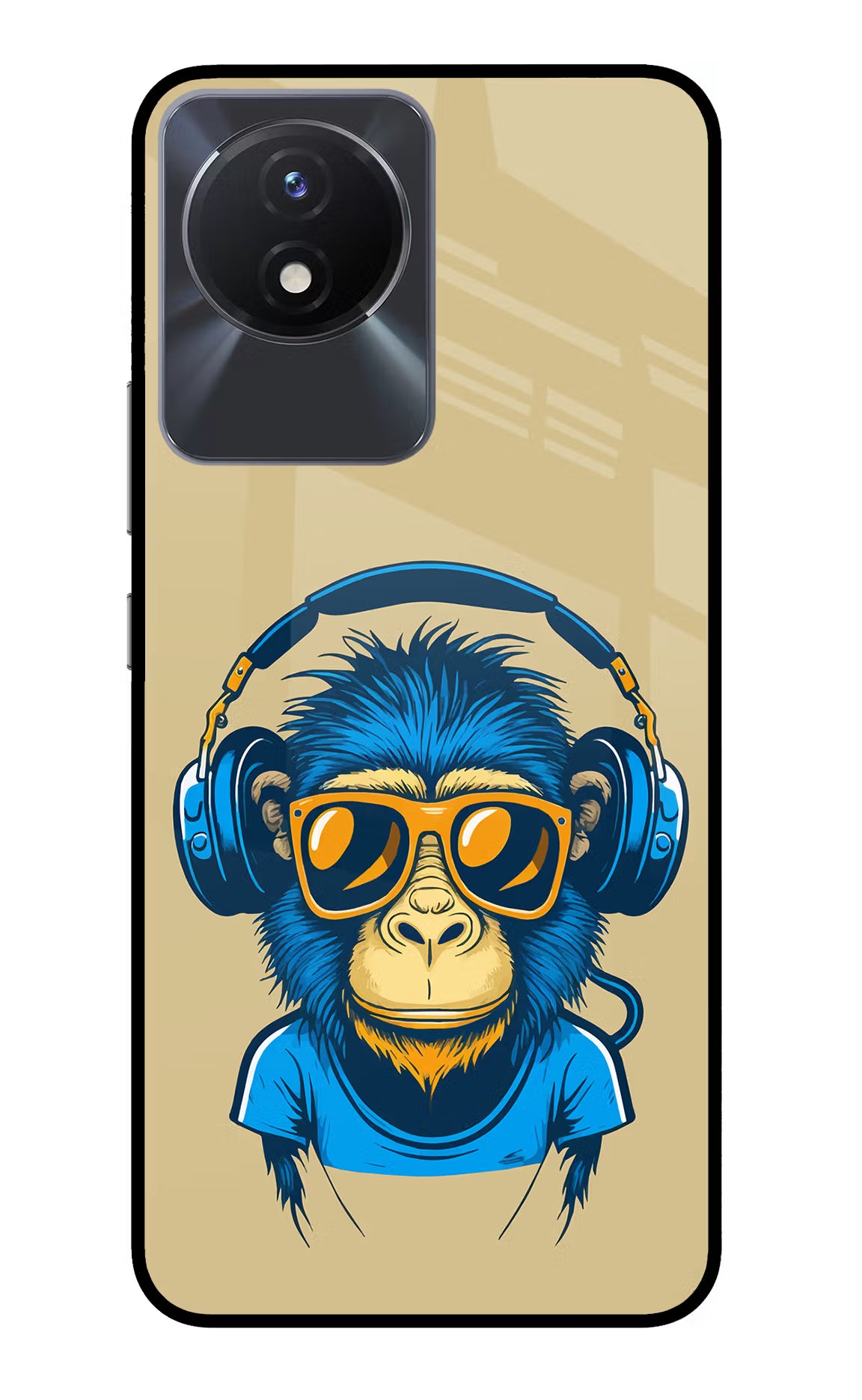 Monkey Headphone Vivo Y02/Y02T Glass Case Back Cover by Casekaro