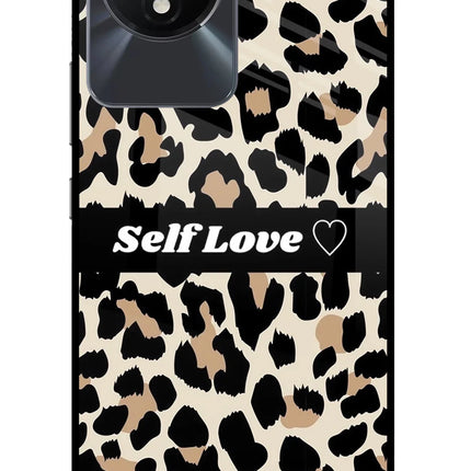 Leopard Print Self Love Vivo Y02/Y02T Glass Case