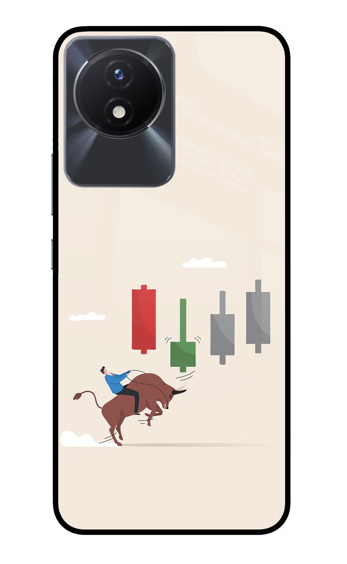 Bull Trading Momentum Vivo Y02/Y02T Glass Case Back Cover by Casekaro