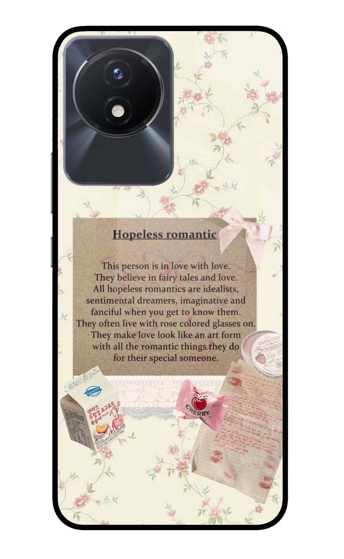 Hopeless Romantic Vivo Y02/Y02T Glass Case Back Cover by Casekaro