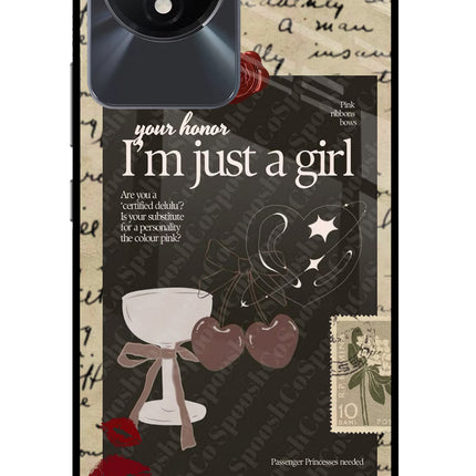 I am just a girl Vivo Y02/Y02T Glass Case