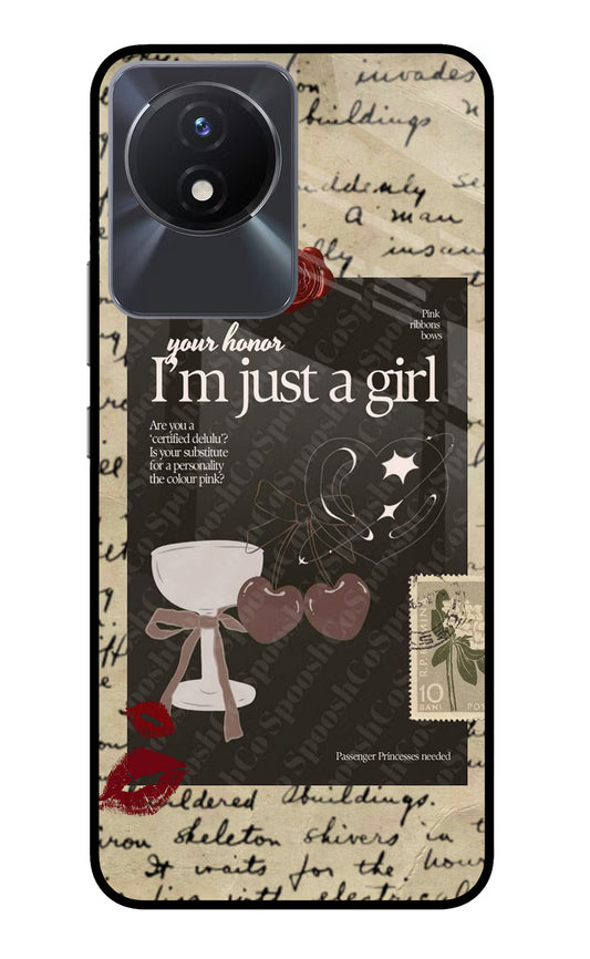 I am just a girl Vivo Y02/Y02T Glass Case