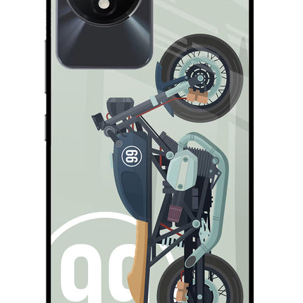 Classic Cafe Racer 99 Vivo Y02/Y02T Glass Case Back Cover by Casekaro