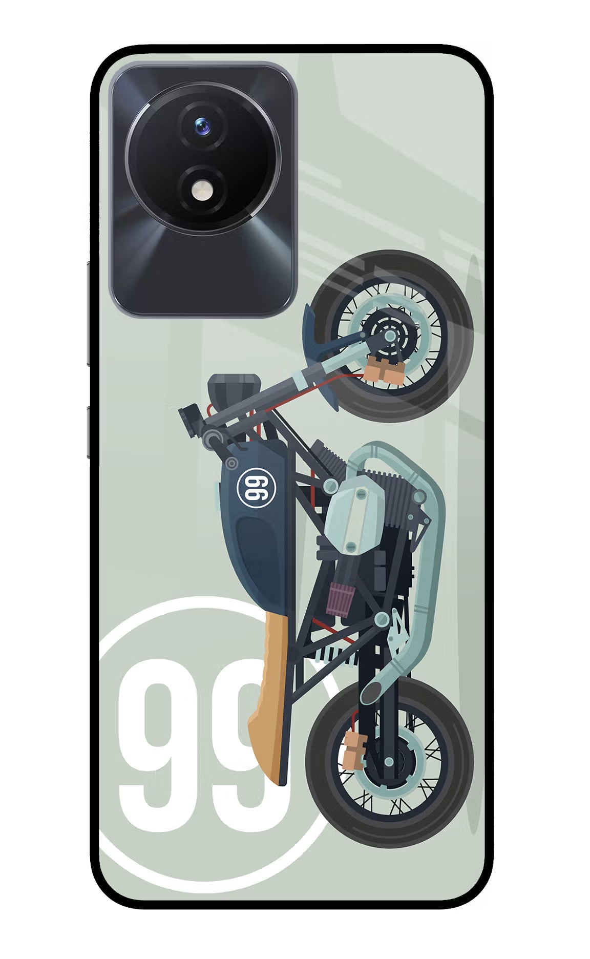 Classic Cafe Racer 99 Vivo Y02/Y02T Glass Case Back Cover by Casekaro