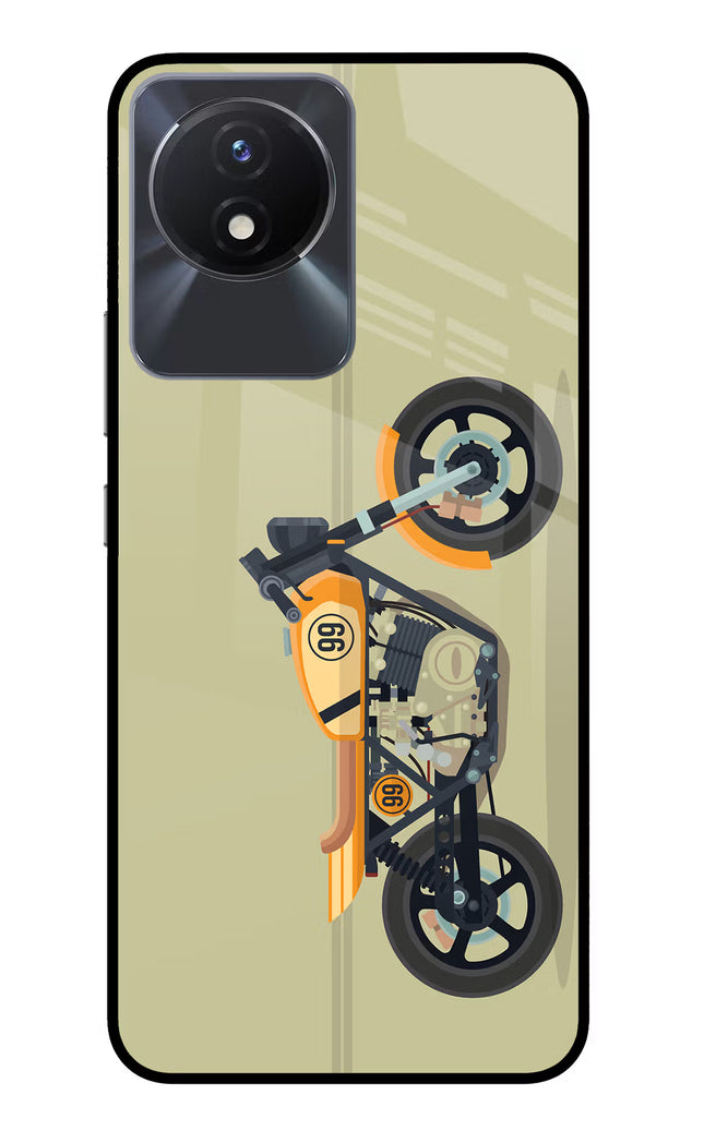 Vertical Speedster Vivo Y02/Y02T Glass Case Back Cover by Casekaro