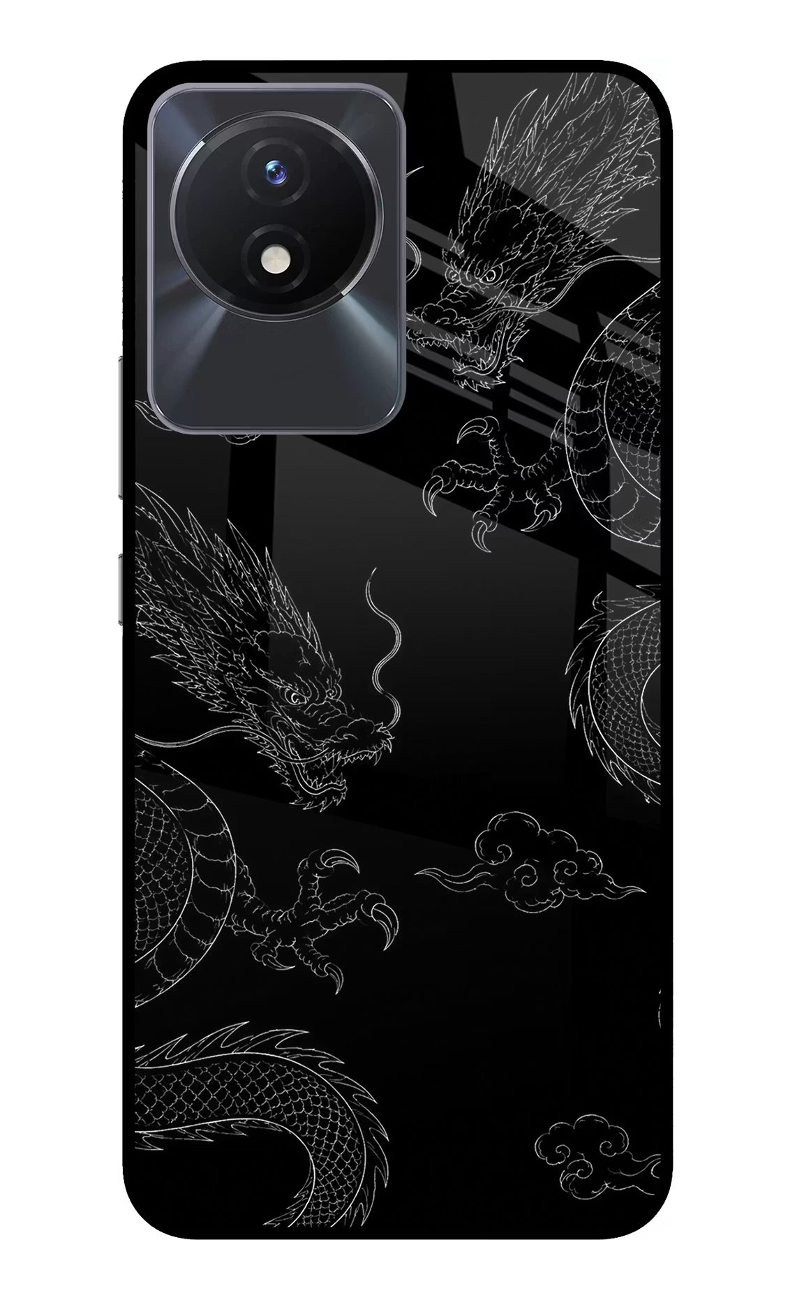 Twin Dragons Vivo Y02/Y02T Glass Case Back Cover by Casekaro