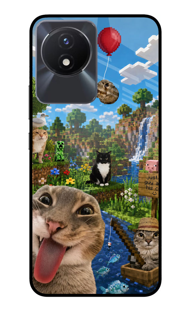 Minecraft Cat Chaos Vivo Y02/Y02T Glass Case