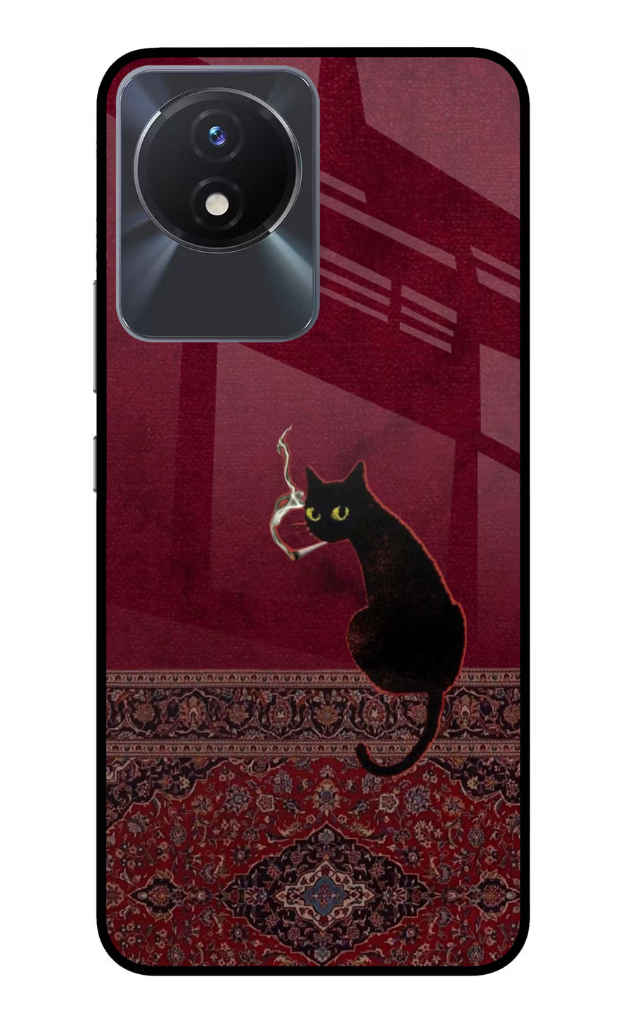 Midnight Cat Vivo Y02/Y02T Back Cover, Glass case