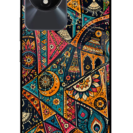 Folk Print Vivo Y02/Y02T Glass Case