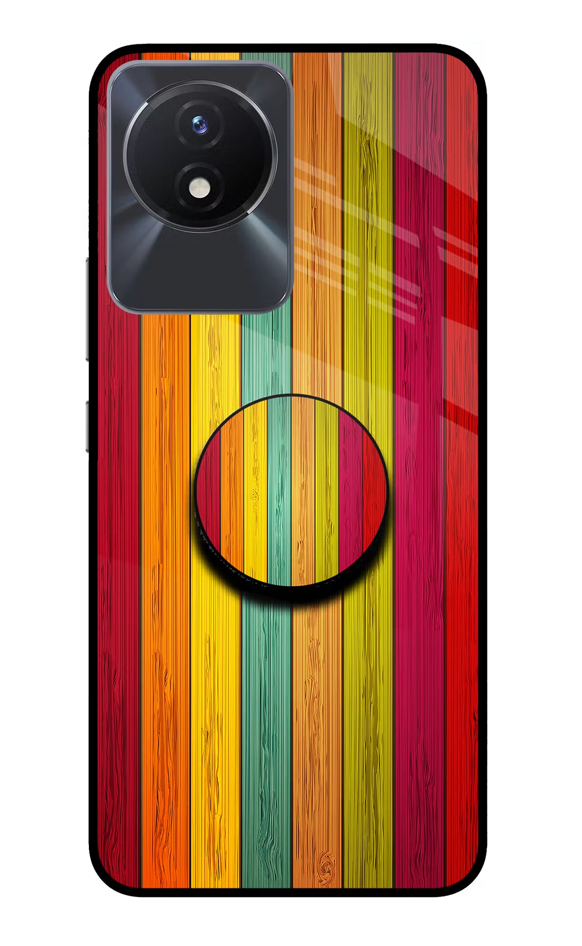 Multicolor Wooden Vivo Y02/Y02T Pop Case by Casekaro