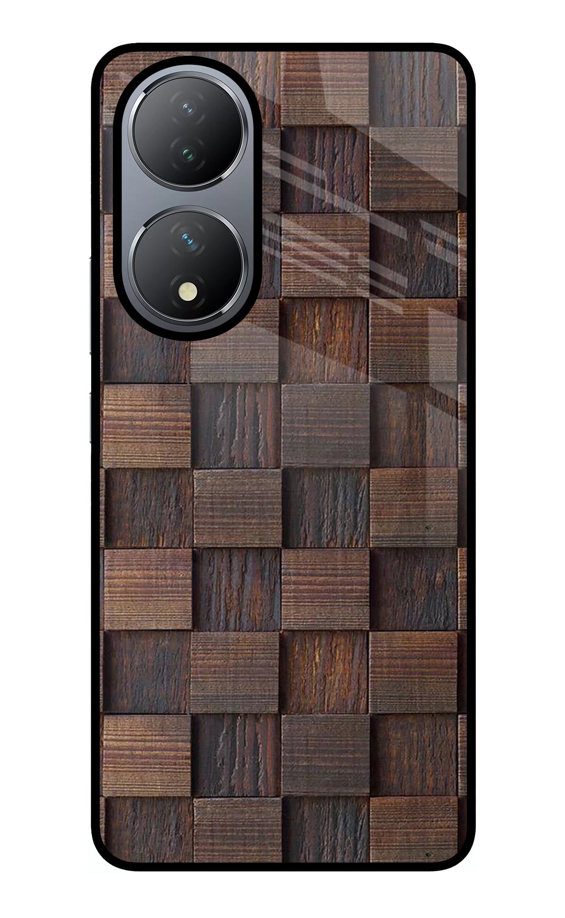 Wooden Cube Design Vivo Y100 Glass Case