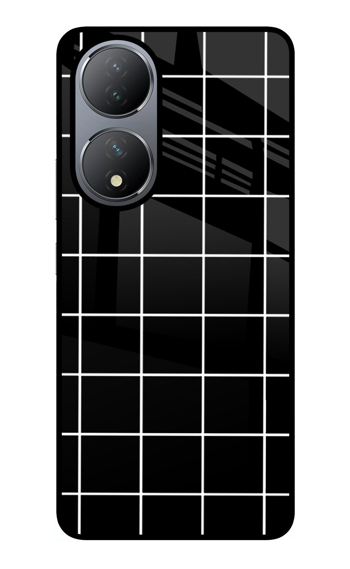 White Grid Vivo Y100 Glass Case