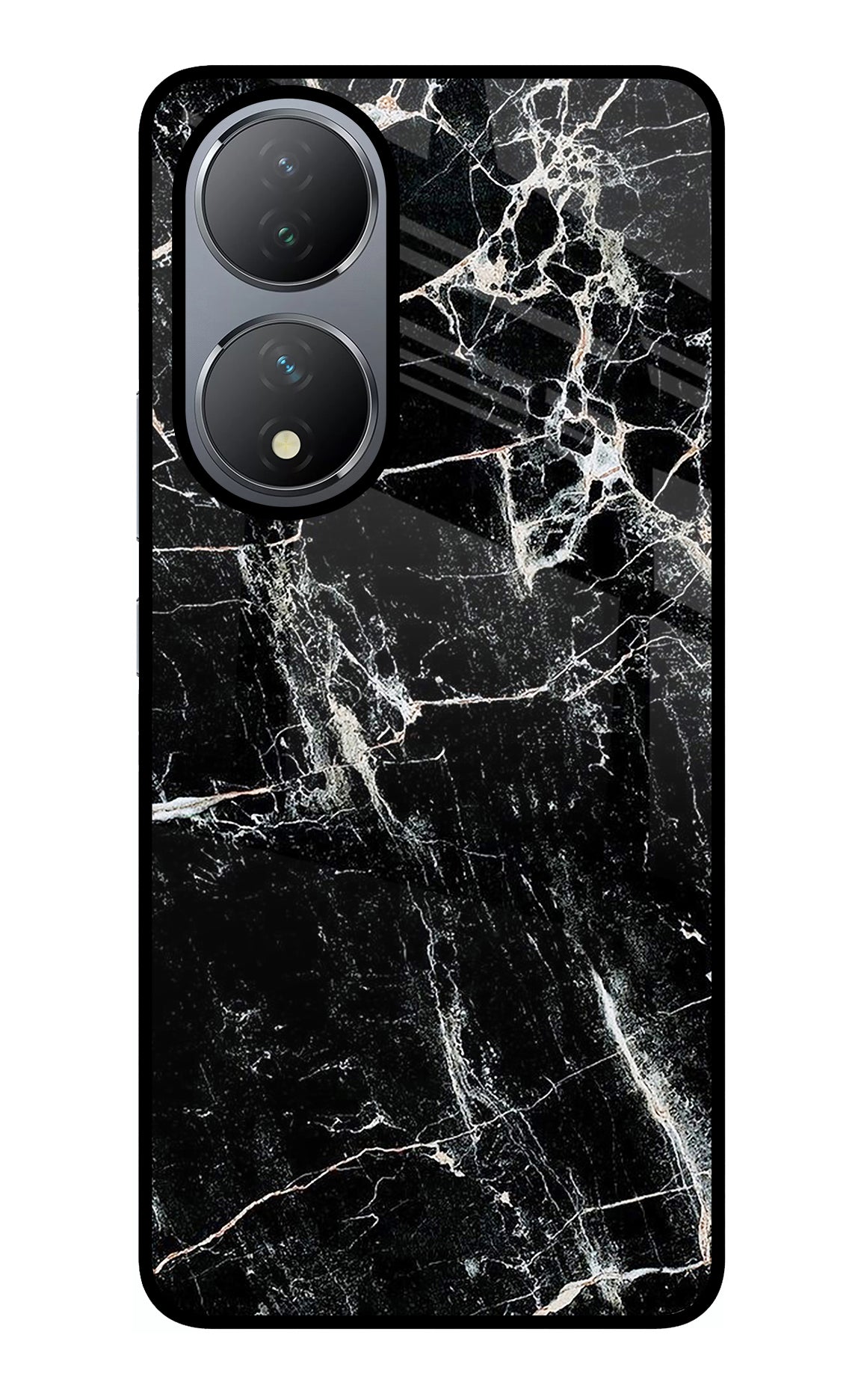 Black Marble Texture Vivo Y100 Glass Case