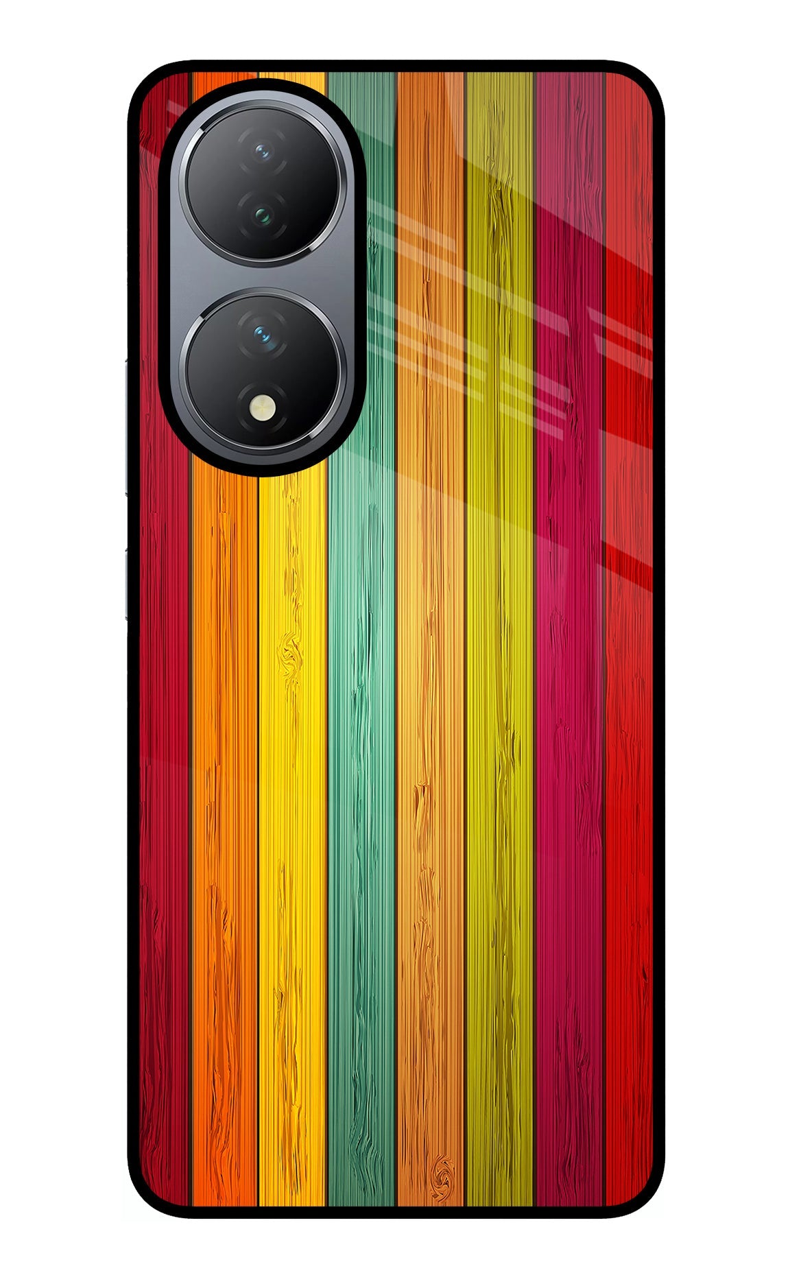 Multicolor Wooden Vivo Y100 Glass Case