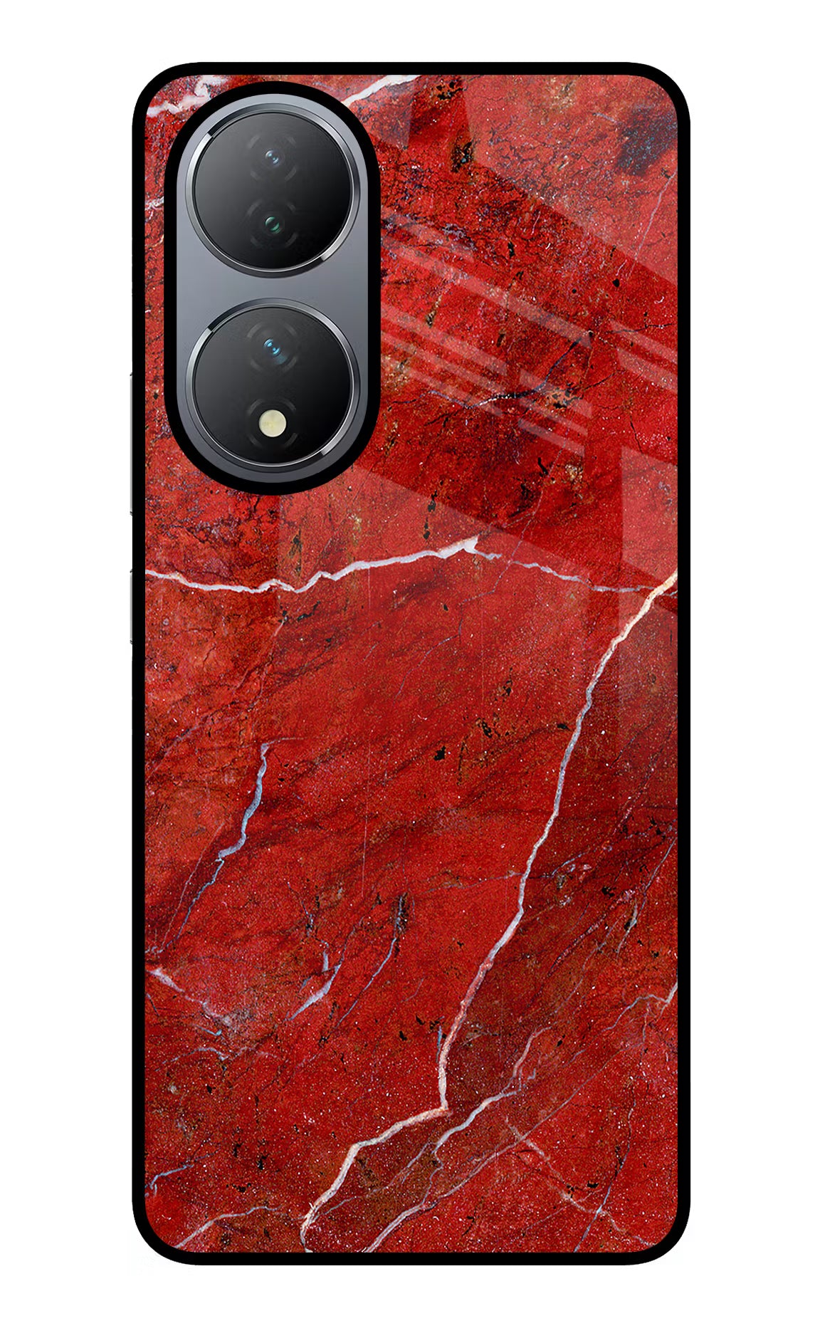 Red Marble Design Vivo Y100 Glass Case Back Cover by Casekaro