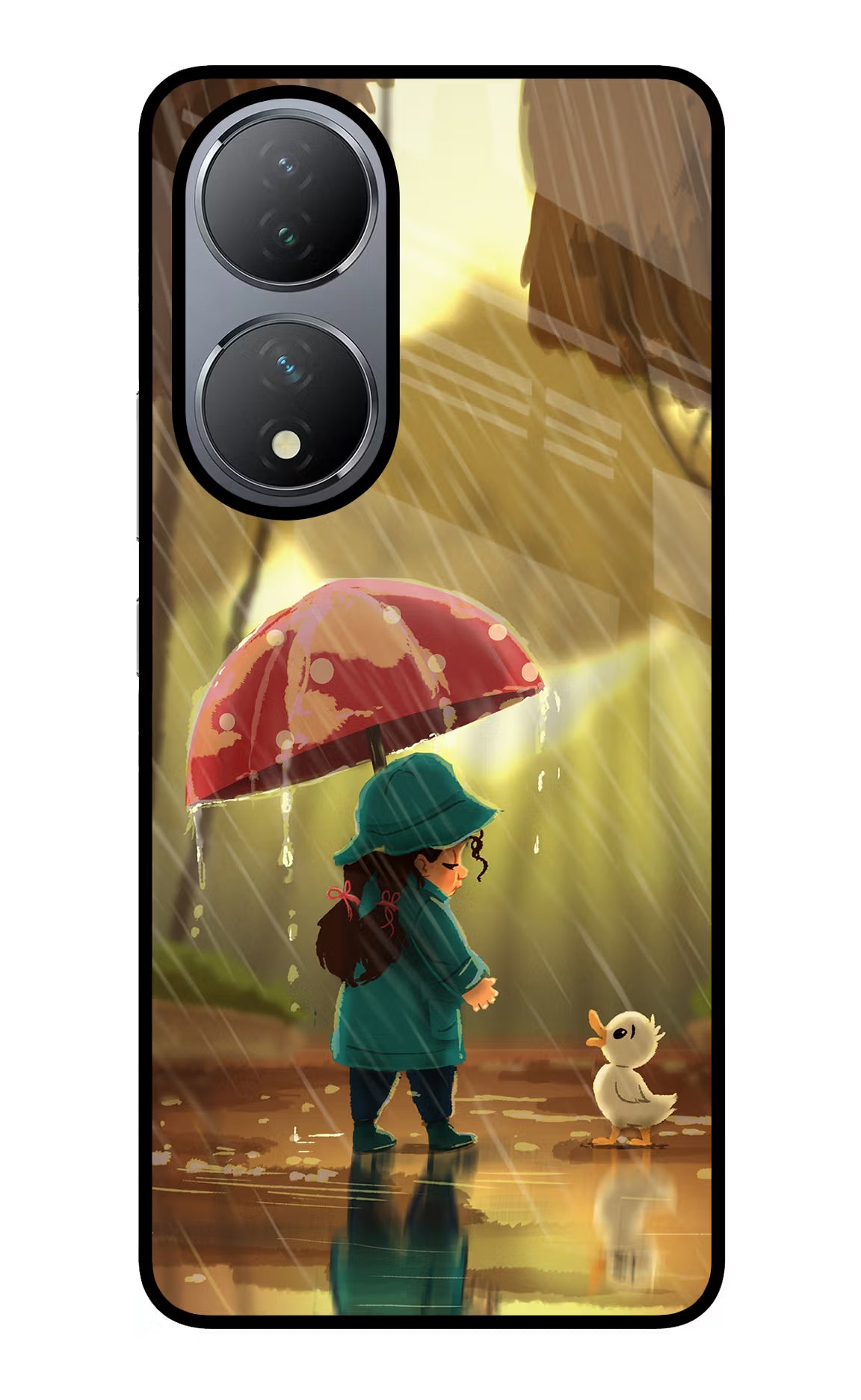 Rainy Day Vivo Y100 Glass Case Back Cover by Casekaro