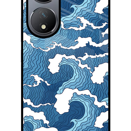 Blue Waves Vivo Y100 Glass Case Back Cover by Casekaro