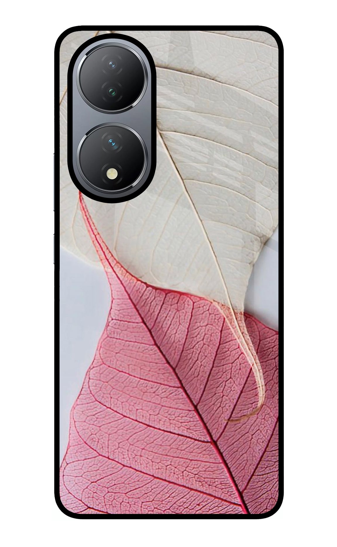 White Pink Leaf Vivo Y100 Glass Case