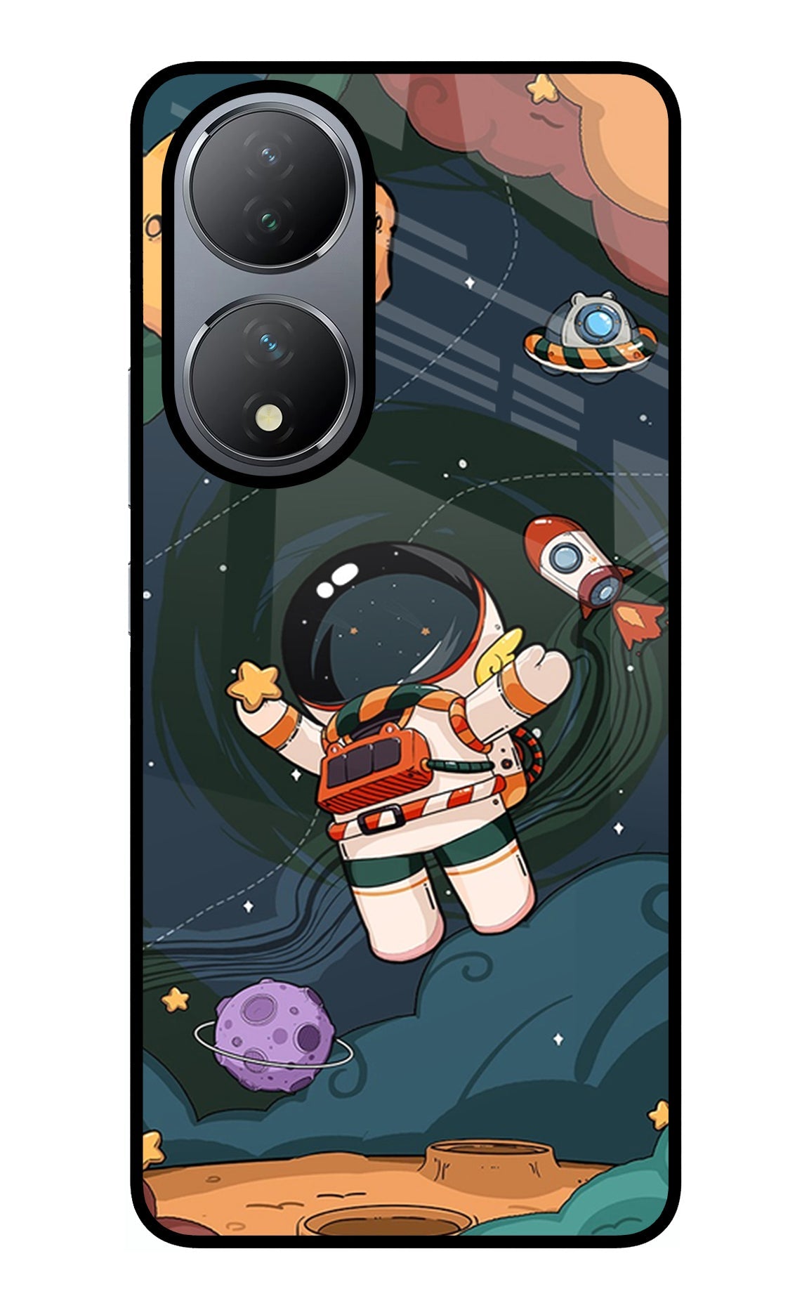 Cartoon Astronaut Vivo Y100 Glass Case