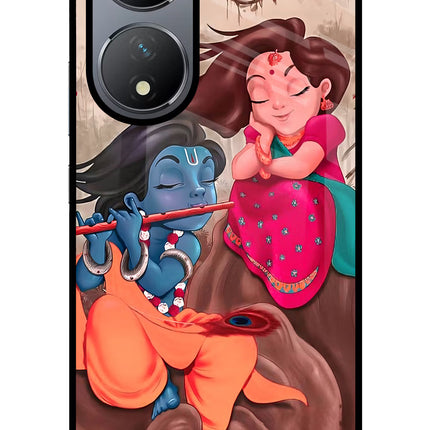 Radhe Krishna Vivo Y100 Glass Case Back Cover by Casekaro