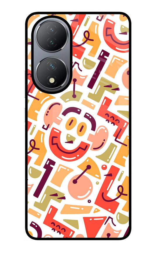 Doodle Pattern Vivo Y100 Glass Case