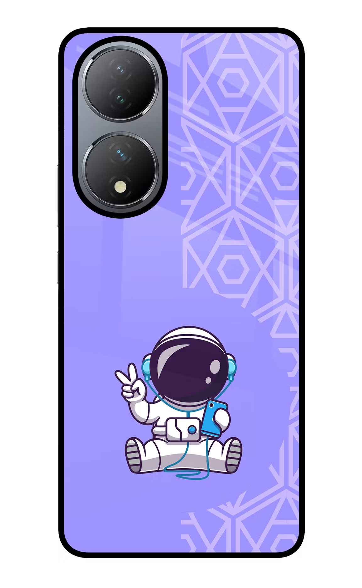 Cute Astronaut Chilling Vivo Y100 Glass Case Back Cover by Casekaro