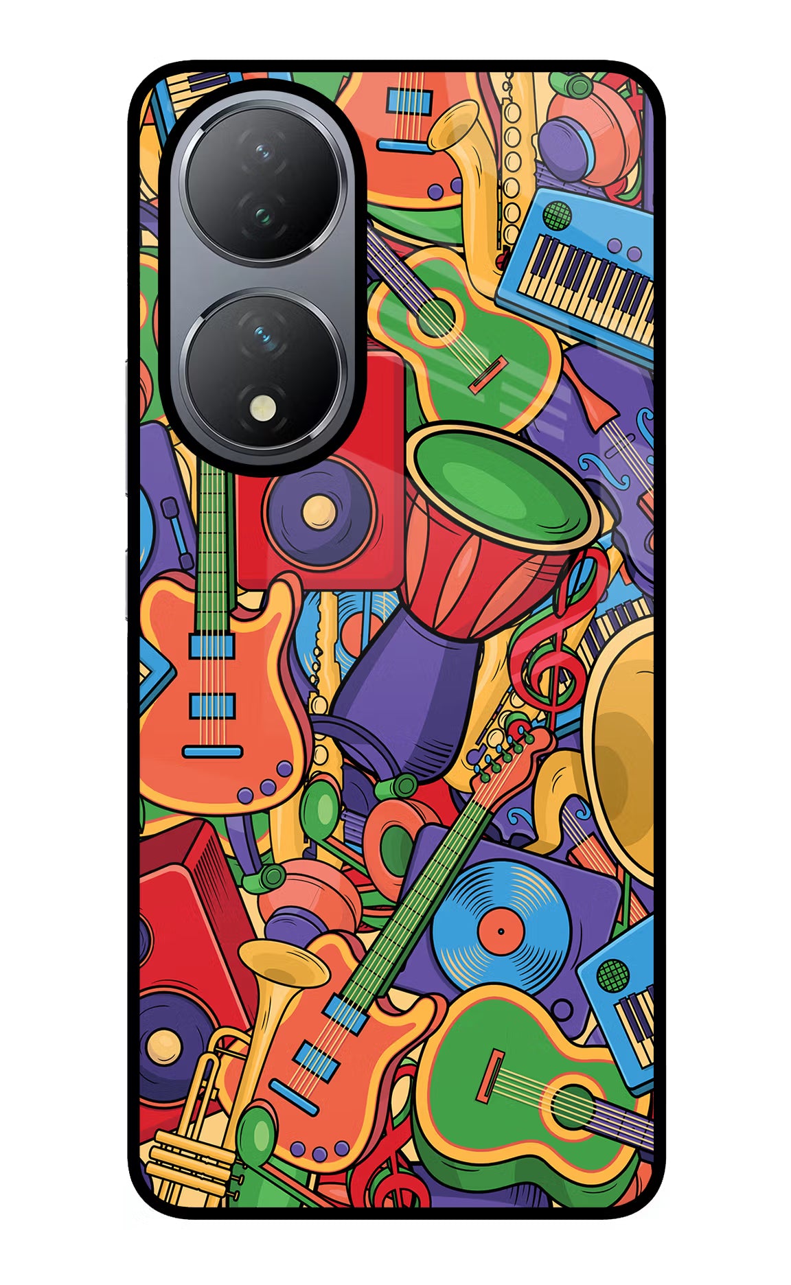Music Instrument Doodle Vivo Y100 Glass Case Back Cover by Casekaro