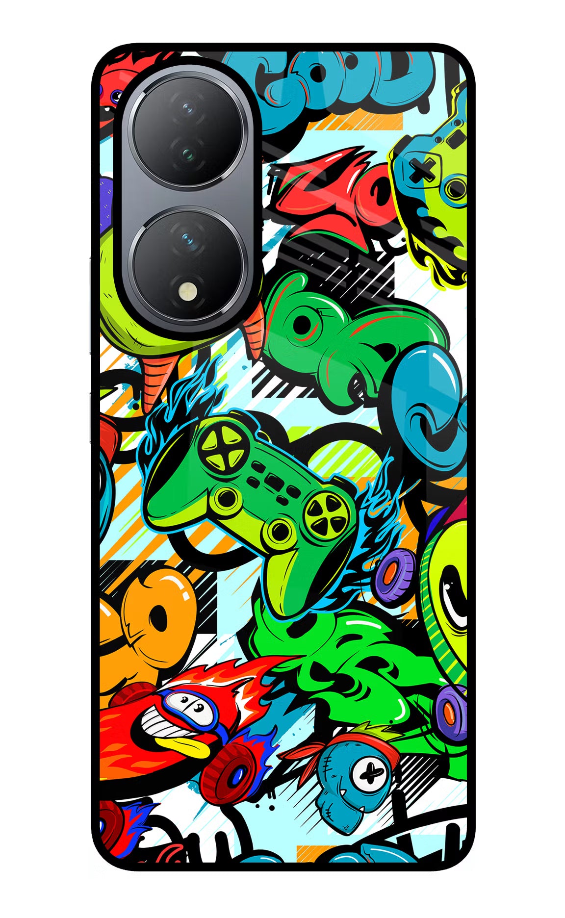 Game Doodle Vivo Y100 Glass Case Back Cover by Casekaro