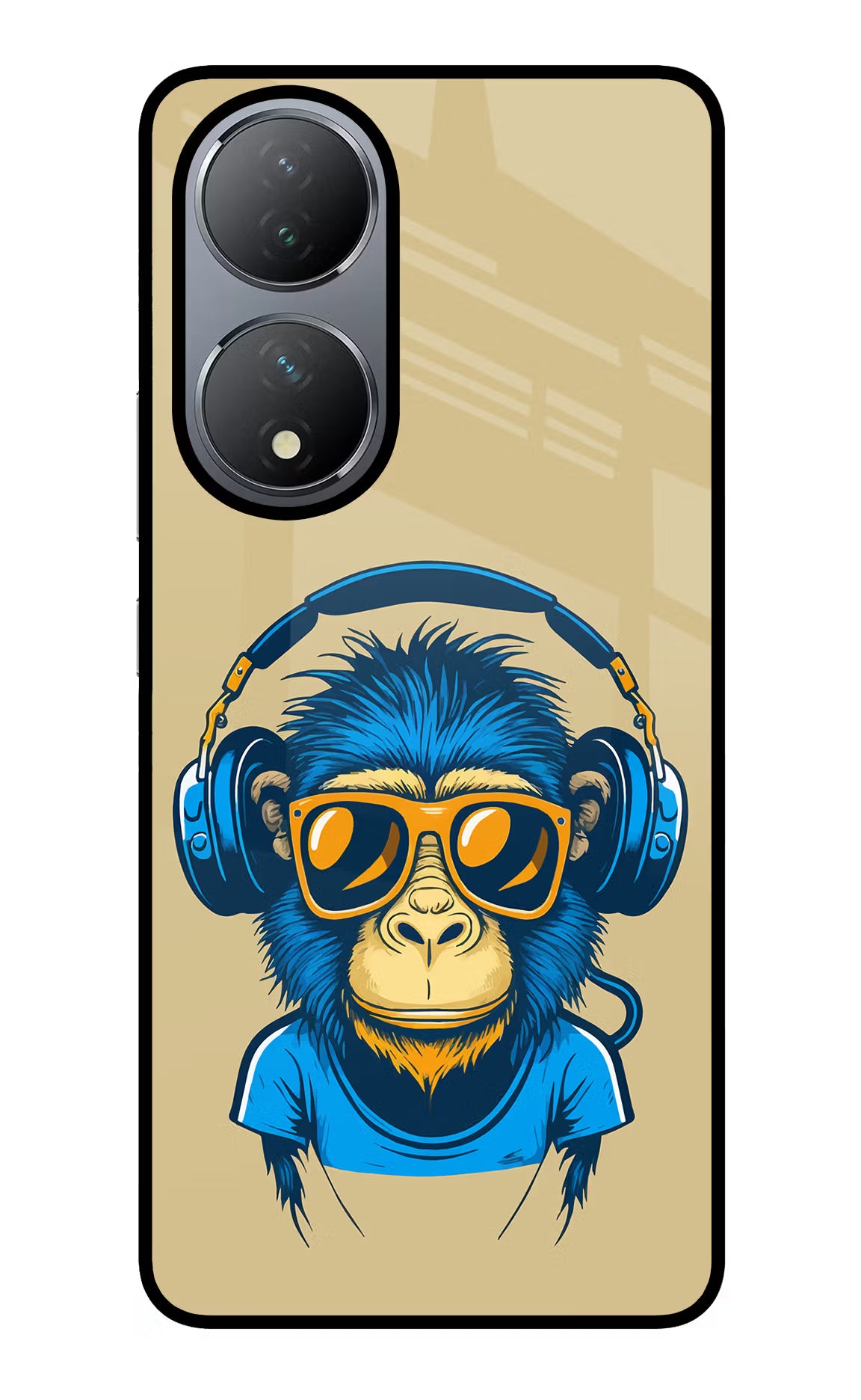 Monkey Headphone Vivo Y100 Glass Case Back Cover by Casekaro